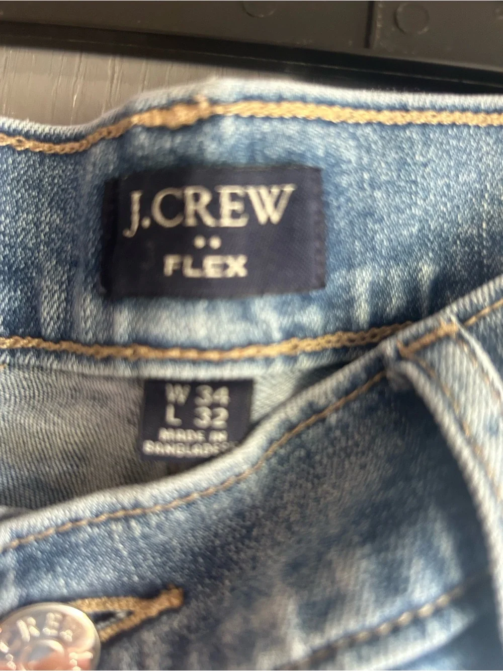 J Crew Flex Men’s 34x32 Blue Jeans Zip Up Straight Leg 5 Pocket